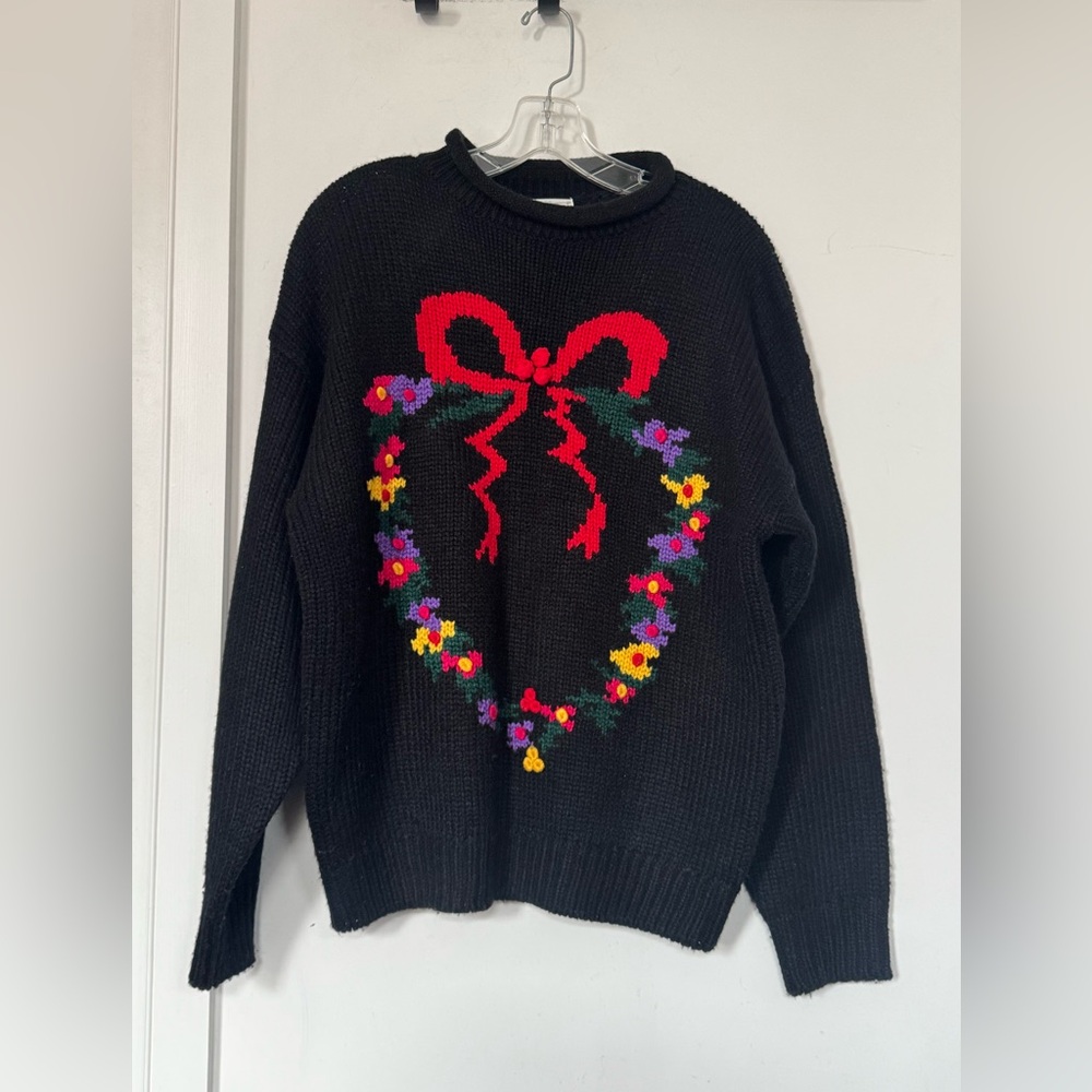 Hasting & Smith Black Vintage Christmas Sweater, Large